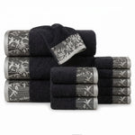Wisteria Floral Jacquard 12-Piece Cotton Towel Set – Medium Weight Bathroom Towels