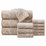 Wisteria Floral Jacquard 12-Piece Cotton Towel Set – Medium Weight Bathroom Towels