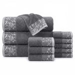 Wisteria Floral Jacquard 12-Piece Cotton Towel Set – Medium Weight Bathroom Towels
