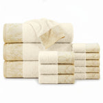 Wisteria Floral Jacquard 12-Piece Cotton Towel Set – Medium Weight Bathroom Towels