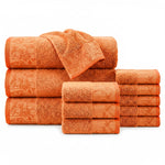 Wisteria Floral Jacquard 12-Piece Cotton Towel Set – Medium Weight Bathroom Towels
