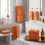 Wisteria Floral Jacquard 12-Piece Cotton Towel Set – Medium Weight Bathroom Towels