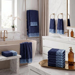Wisteria Floral Jacquard 12-Piece Cotton Towel Set – Medium Weight Bathroom Towels
