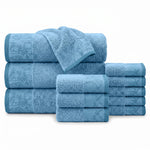 Wisteria Floral Jacquard 12-Piece Cotton Towel Set – Medium Weight Bathroom Towels