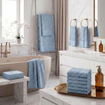 Wisteria Floral Jacquard 12-Piece Cotton Towel Set – Medium Weight Bathroom Towels