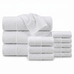 Wisteria Floral Jacquard 12-Piece Cotton Towel Set – Medium Weight Bathroom Towels