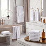 Wisteria Floral Jacquard 12-Piece Cotton Towel Set – Medium Weight Bathroom Towels
