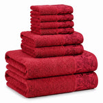 Wisteria Floral Jacquard 8-Piece Cotton Towel Set – Medium Weight Bathroom Towels