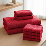 Wisteria Floral Jacquard 8-Piece Cotton Towel Set – Medium Weight Bathroom Towels