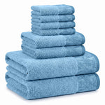 Wisteria Floral Jacquard 8-Piece Cotton Towel Set – Medium Weight Bathroom Towels