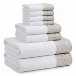 Wisteria Floral Jacquard 8-Piece Cotton Towel Set – Medium Weight Bathroom Towels