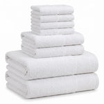 Wisteria Floral Jacquard 8-Piece Cotton Towel Set – Medium Weight Bathroom Towels