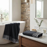 Wisteria Floral Jacquard Cotton Bath Towels – Absorbent Medium Weight Full Body Towels