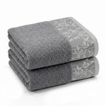 Wisteria Floral Jacquard Cotton Bath Towels – Absorbent Medium Weight Full Body Towels