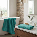 Wisteria Floral Jacquard Cotton Bath Towels – Absorbent Medium Weight Full Body Towels