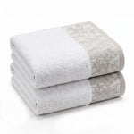 Wisteria Floral Jacquard Cotton Bath Towels – Absorbent Medium Weight Full Body Towels