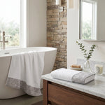 Wisteria Floral Jacquard Cotton Bath Towels – Absorbent Medium Weight Full Body Towels