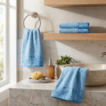 Wisteria Floral Jacquard Cotton Hand Towels – 4-Piece Hand Towel Set