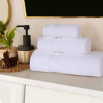 Superior Chevron Zero Twist Cotton Absorbent Solid 3 Piece Towel Set