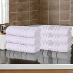 Superior Zero Twist Cotton Solid & Jacquard Floral Hand Towel Set of 6
