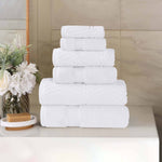 6 Piece Towel Set Zero Twist Cotton Chevron Jacquard Towels