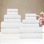 Superior Zuma Zero Twist Cotton Waffle Stripes 12 Piece Towel Set