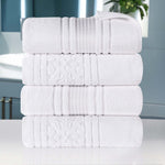 Superior Zero Twist Cotton Solid & Jacquard Floral Bath Towel Set of 4