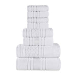 Superior Zero Twist Cotton Solid and Jacquard Floral 8 Piece Towel Set