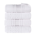 Superior Zero Twist Cotton Solid & Jacquard Floral Bath Towel Set of 4