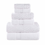 6 Piece Towel Set Zero Twist Cotton Chevron Jacquard Towels