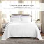 Lightweight Cotton Bedspread Sets 3-Piece Geometric Fret Jacquard Matelassé