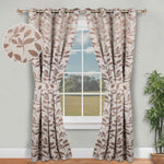 Blackout Window Curtains Leaves Pattern Room Darkening Set of 2