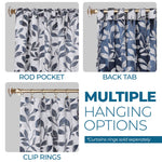 Leaves Room Darkening Back Tabs Blackout Curtain Panels, Set of 2