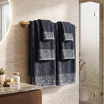 Wisteria Floral Jacquard 6-Piece Cotton Towel Set – Medium Weight Bathroom Towels