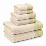 Wisteria Floral Jacquard 6-Piece Cotton Towel Set – Medium Weight Bathroom Towels