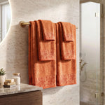 Wisteria Floral Jacquard 6-Piece Cotton Towel Set – Medium Weight Bathroom Towels