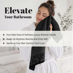 Wisteria Floral Jacquard 6-Piece Cotton Towel Set – Medium Weight Bathroom Towels