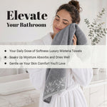 Wisteria Floral Jacquard 12-Piece Cotton Towel Set – Medium Weight Bathroom Towels