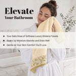 Cotton Floral Jacquard Border Bath Towel Set of 4 - Wisteria