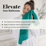 Cotton Floral Jacquard Border Bath Towel Set of 4 - Wisteria