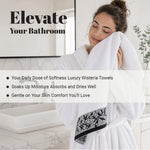 Wisteria Floral Jacquard 12-Piece Cotton Towel Set – Medium Weight Bathroom Towels
