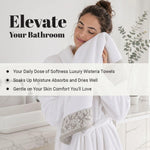 Cotton Floral Jacquard Border Bath Towel Set of 4 - Wisteria
