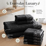 Wisteria Floral Jacquard 12-Piece Cotton Towel Set – Medium Weight Bathroom Towels