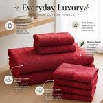 Wisteria Floral Jacquard 6-Piece Cotton Towel Set – Medium Weight Bathroom Towels