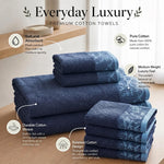Cotton Floral Jacquard Border Bath Towel Set of 4 - Wisteria