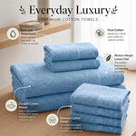 Cotton Floral Jacquard Border Bath Towel Set of 4 - Wisteria