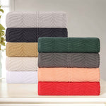 6 Piece Towel Set Zero Twist Cotton Chevron Jacquard Towels