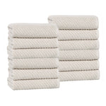 Superior Amelia Cotton Blend Diagonal Ribbed Face Towels, Set of 12
