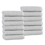 Superior Amelia Cotton Blend Diagonal Ribbed Face Towels, Set of 12