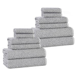 Superior Amelia Cotton Blend Diagonal Ribbed 12 Piece Towel Set